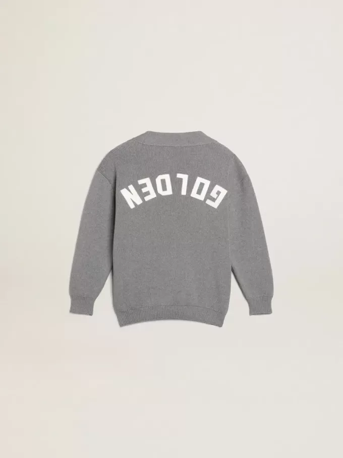 Grijs katoenen vest met logo op de achterkant