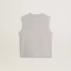 Grijs mouwloos T-shirt voor dames met gele print