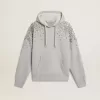 Grijs sweatshirt met capuchon en kristallen versiering