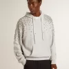 Grijs sweatshirt met capuchon en kristallen versiering