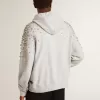 Grijs sweatshirt met capuchon en kristallen versiering