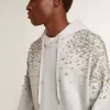 Grijs sweatshirt met capuchon en kristallen versiering