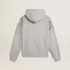 Grijs sweatshirt met capuchon en kristallen versiering