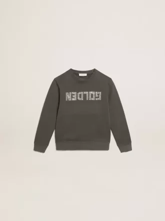 Grijs sweatshirt met kristallen letters