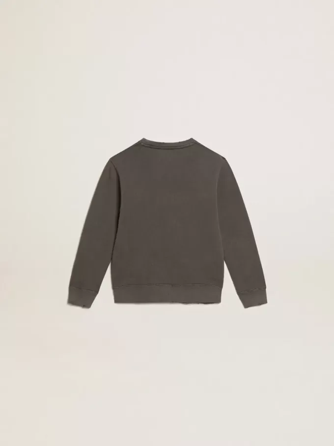 Grijs sweatshirt met kristallen letters