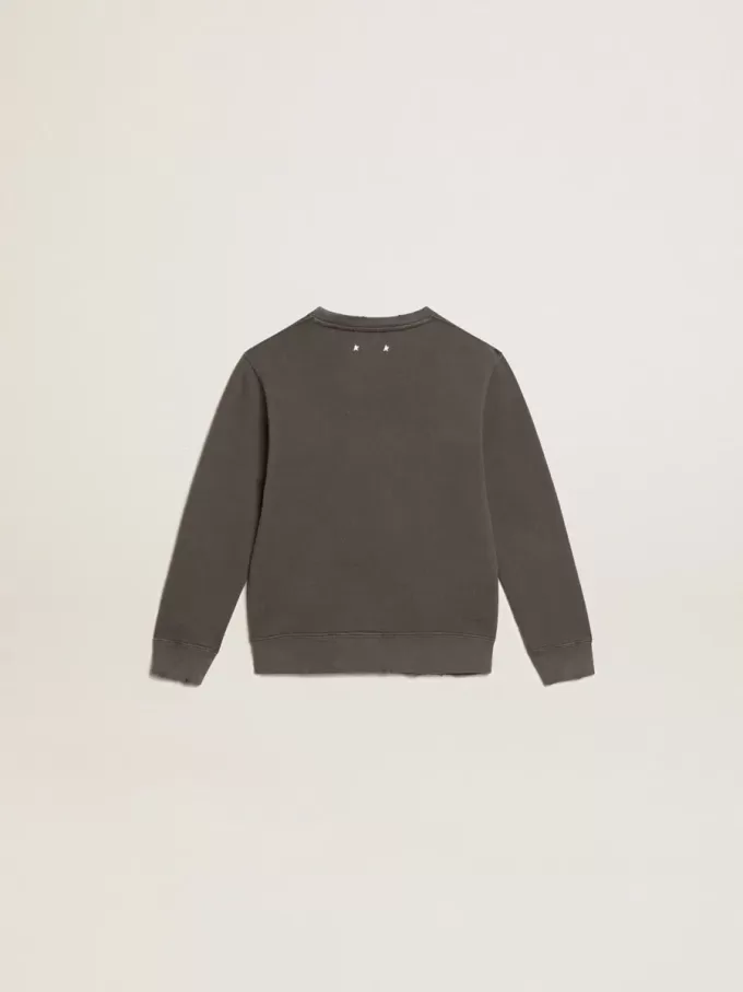 Grijs sweatshirt met kristallen letters