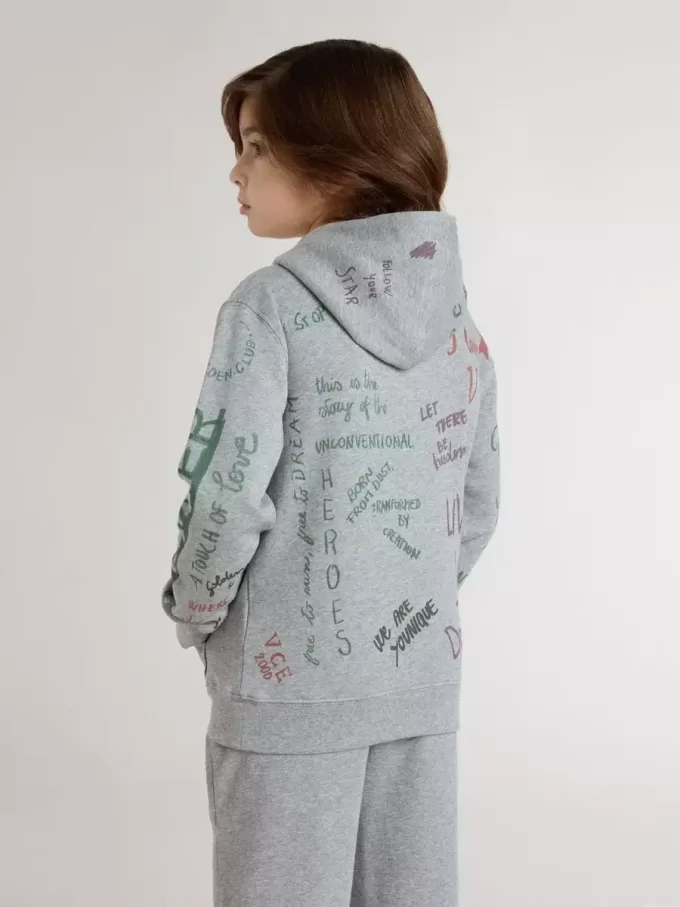 Grijs sweatshirt voor kinderen met veelkleurige opdruk