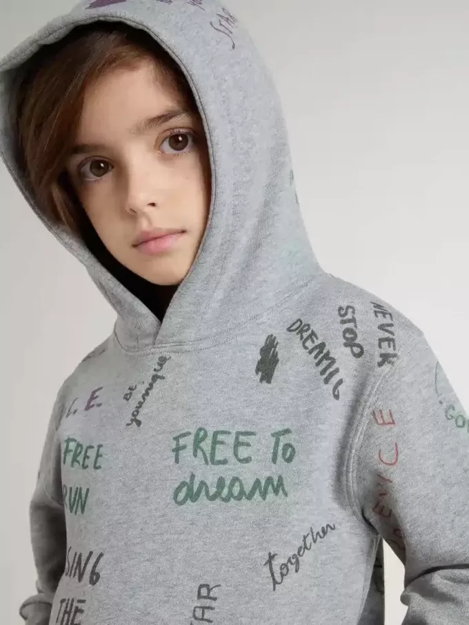 Grijs sweatshirt voor kinderen met veelkleurige opdruk