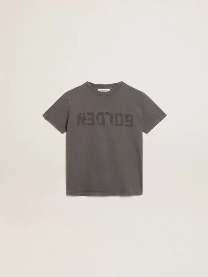 Grijs T-shirt voor jongens met distressed-afwerking
