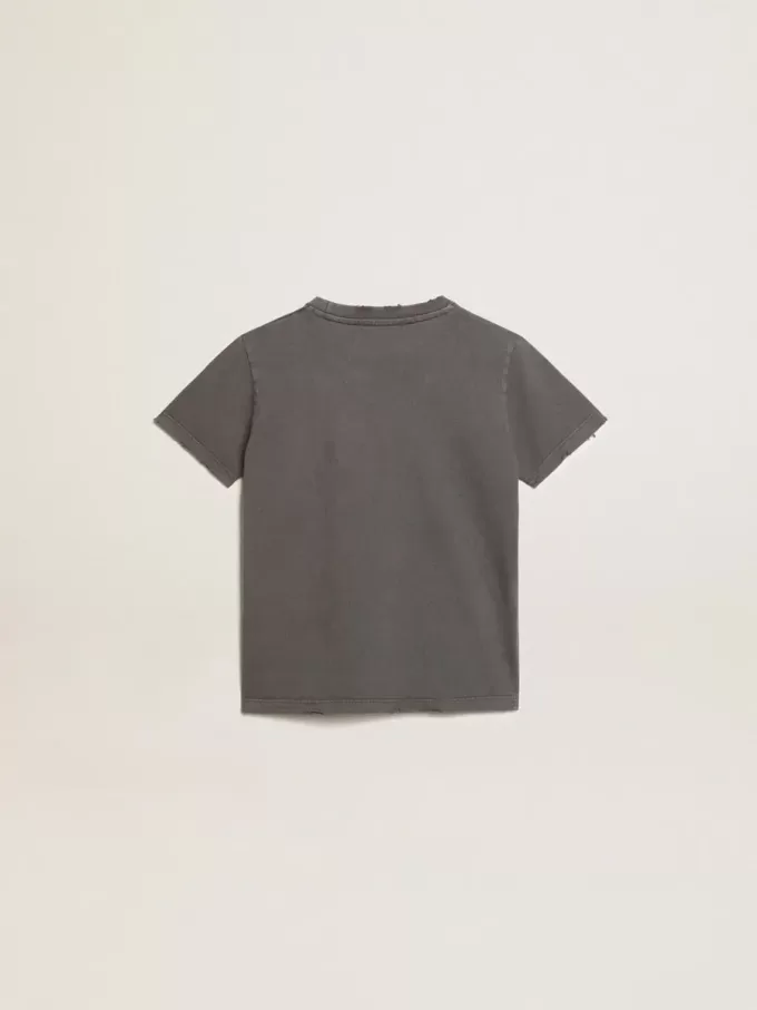 Grijs T-shirt voor jongens met distressed-afwerking