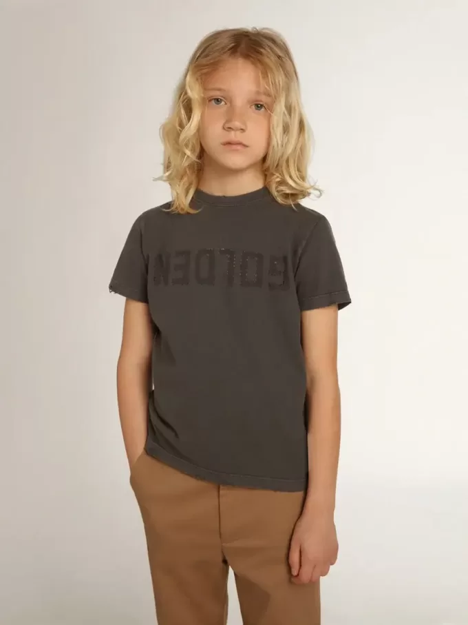 Grijs T-shirt voor jongens met distressed-afwerking