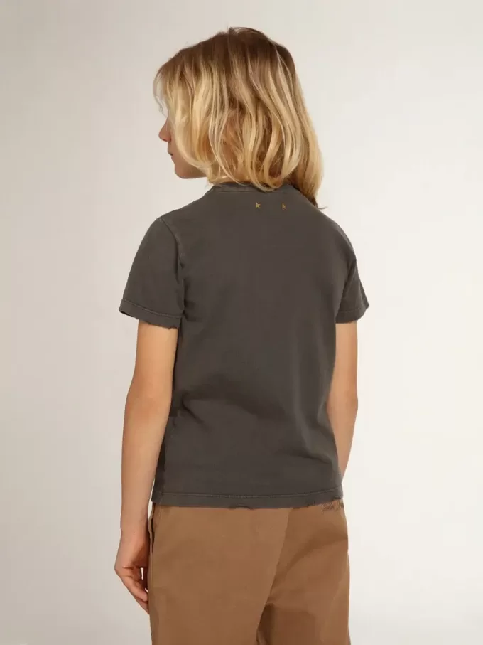 Grijs T-shirt voor jongens met distressed-afwerking
