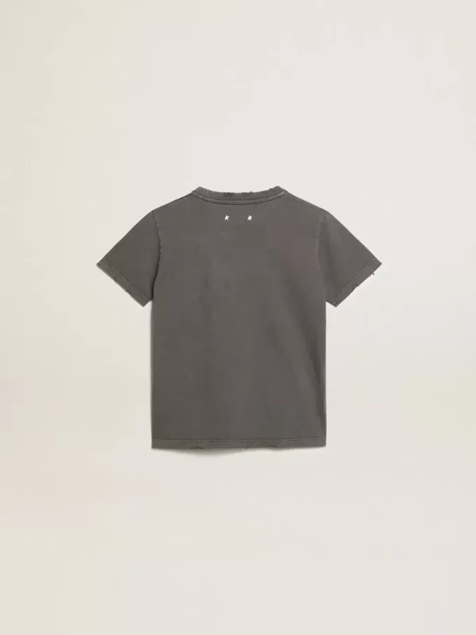 Grijs T-shirt voor jongens met distressed-afwerking