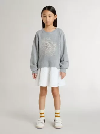 Grijs-witte mini-jurk voor meisjes