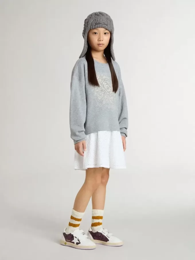Grijs-witte mini-jurk voor meisjes