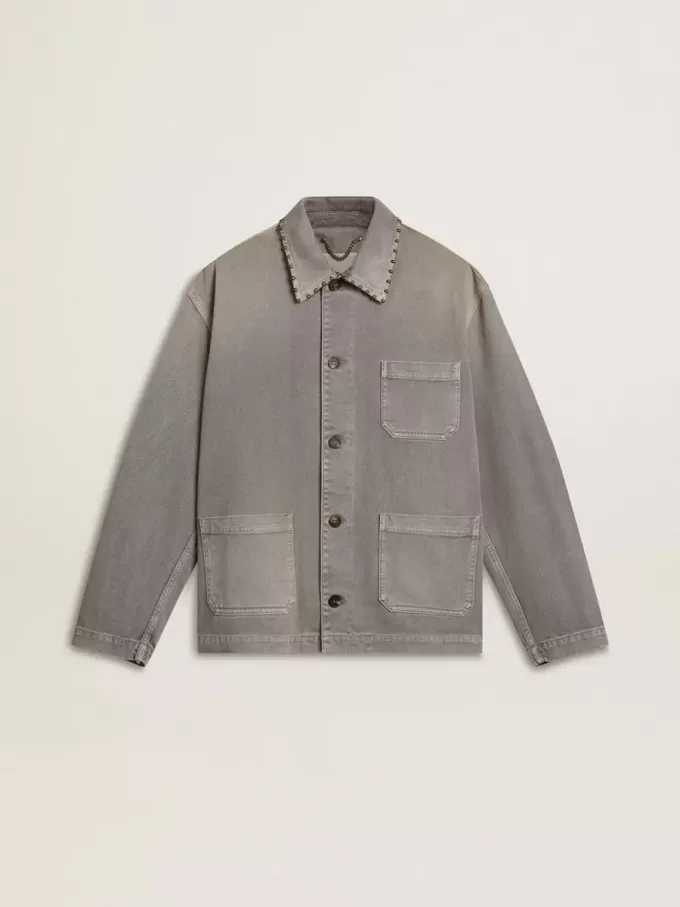 Grijze denimjas voor heren met studs