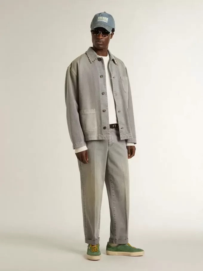 Grijze denimjas voor heren met studs