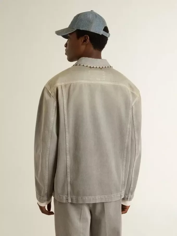 Grijze denimjas voor heren met studs