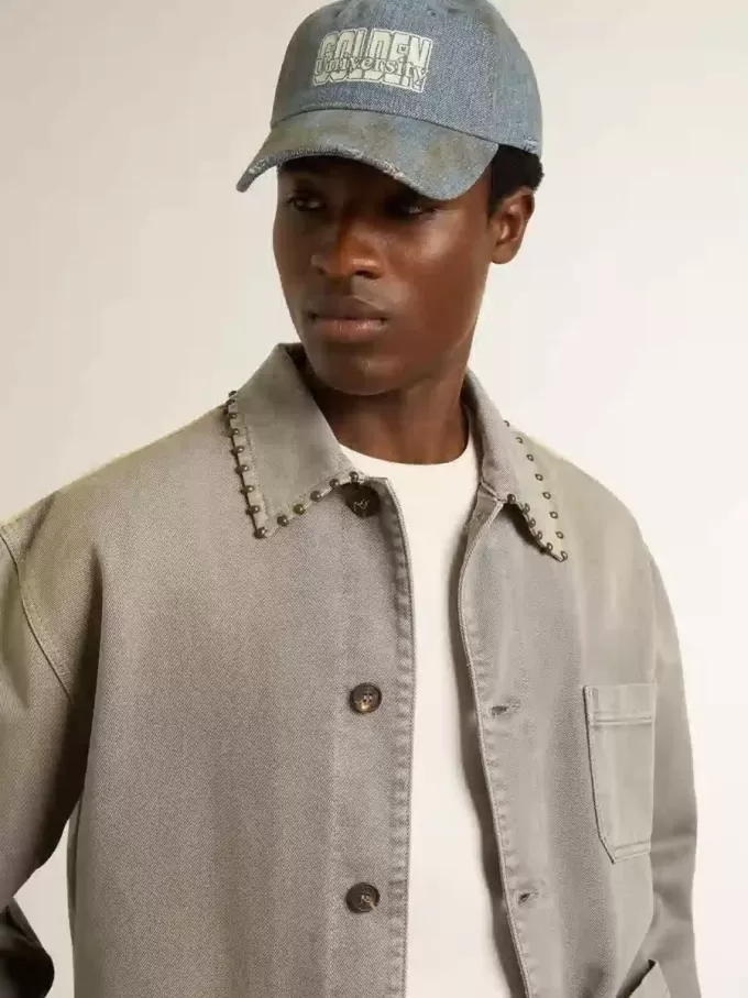 Grijze denimjas voor heren met studs