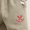 Grijze gemêleerde katoenen cargo joggingbroek met borduursel