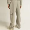 Grijze gemêleerde katoenen cargo joggingbroek met borduursel