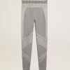 Grijze gemêleerde legging voor dames met gemengde stiksels