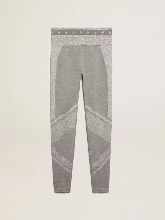 Grijze gemêleerde legging voor dames met gemengde stiksels