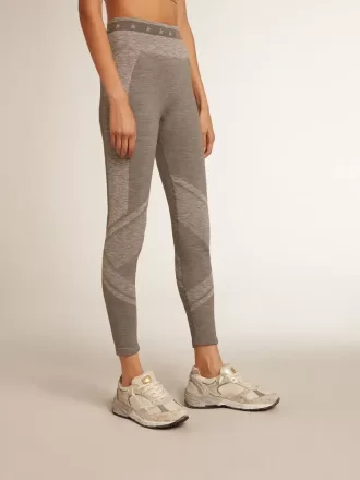 Grijze gemêleerde legging voor dames met gemengde stiksels