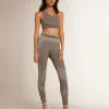 Grijze gemêleerde legging voor dames met gemengde stiksels