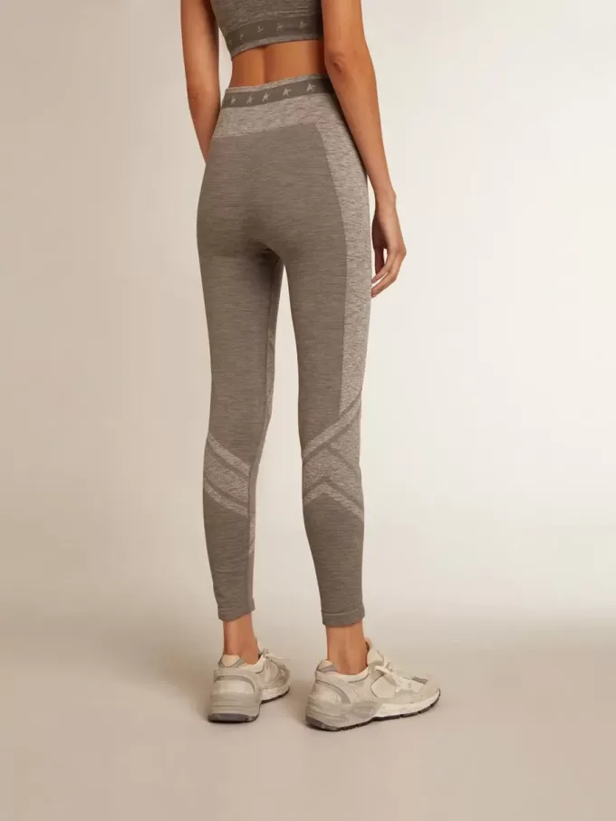 Grijze gemêleerde legging voor dames met gemengde stiksels