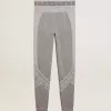 Grijze gemêleerde legging voor dames met gemengde stiksels