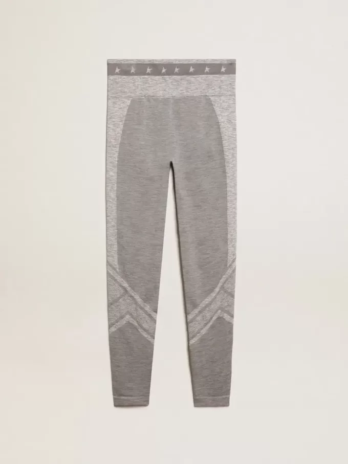 Grijze gemêleerde legging voor dames met gemengde stiksels