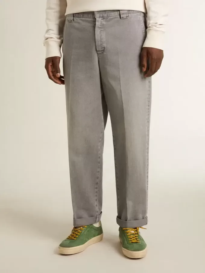 Grijze katoenen chino broek