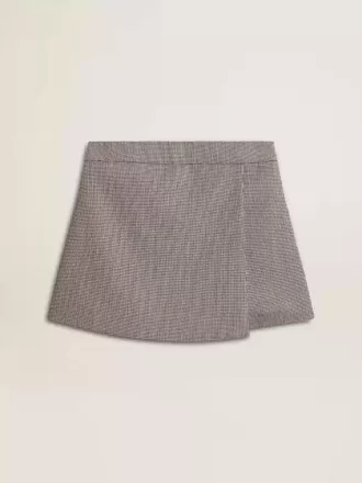 Grijze minishorts voor dames van wol met pied-de-poule-motief