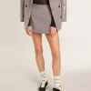 Grijze minishorts voor dames van wol met pied-de-poule-motief