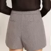 Grijze minishorts voor dames van wol met pied-de-poule-motief