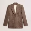 Grijze single-breasted blazer voor heren van wol met pied-de-poule-motief