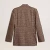 Grijze single-breasted blazer voor heren van wol met pied-de-poule-motief