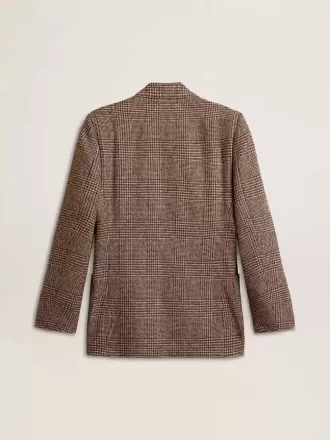 Grijze single-breasted blazer voor heren van wol met pied-de-poule-motief