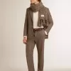 Grijze single-breasted blazer voor heren van wol met pied-de-poule-motief
