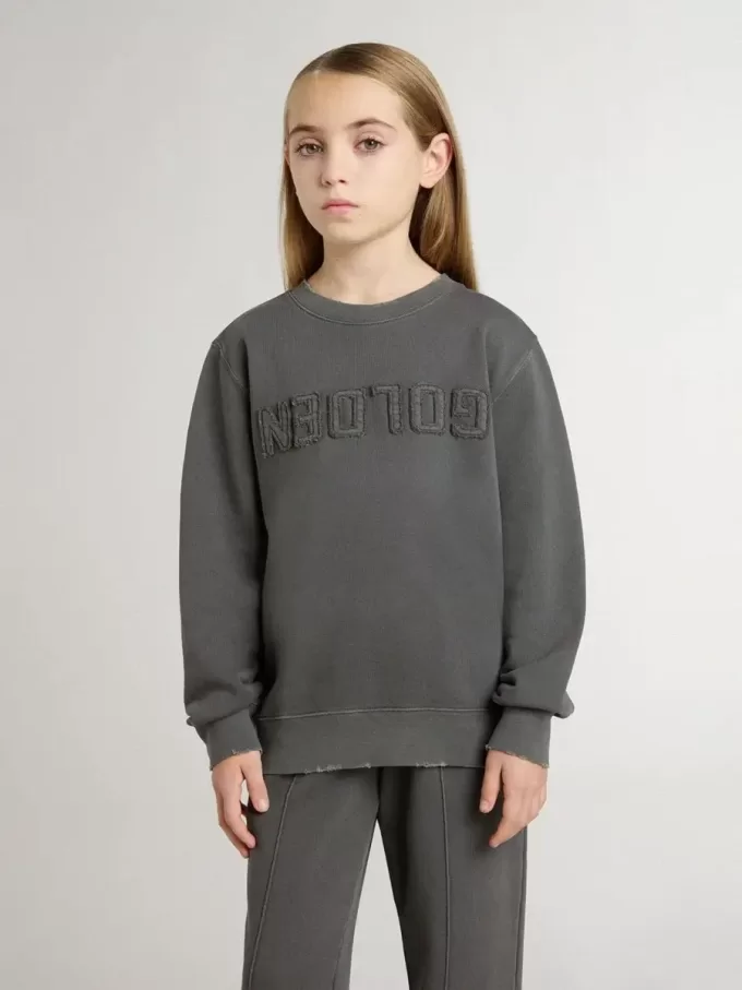 Grijze sweatshirt voor kinderen met reliëflogo