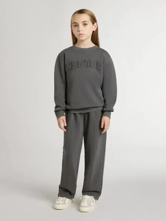 Grijze sweatshirt voor kinderen met reliëflogo