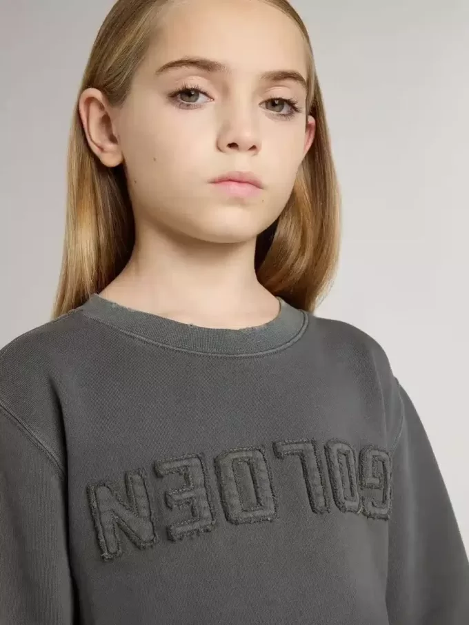 Grijze sweatshirt voor kinderen met reliëflogo