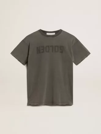 Grijze T-shirtjurk voor dames met distressed-effect