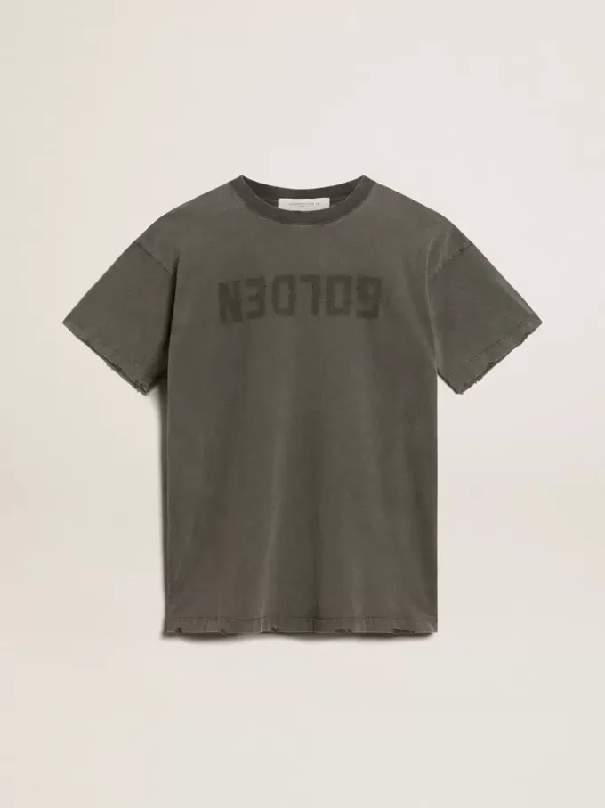 Grijze T-shirtjurk voor dames met distressed-effect