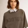 Grijze T-shirtjurk voor dames met distressed-effect