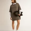 Grijze T-shirtjurk voor dames met distressed-effect