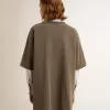 Grijze T-shirtjurk voor dames met distressed-effect