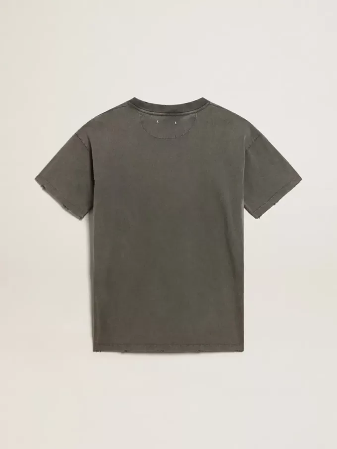 Grijze T-shirtjurk voor dames met distressed-effect