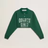 Groen cropped polosweatshirt voor dames met print